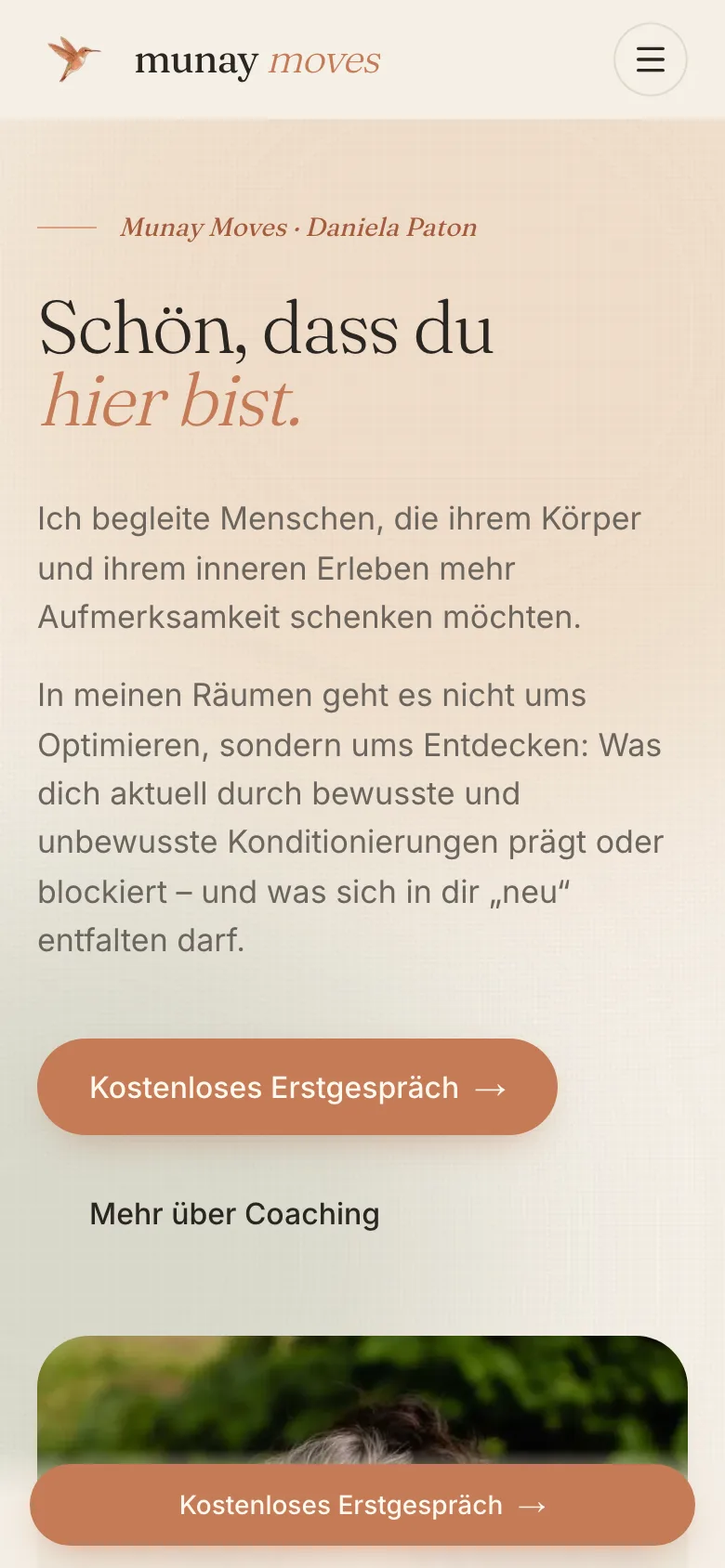 Munay Moves – Mobile Ansicht
